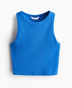 Women's Ribbed Scoop Neck Tank <b>Top</b> Solid Color High Quality Short Length Knitted Fabric Breathable Custom logo - Product Image 3
