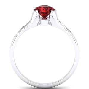 Bague en or massif 14 carats REYES de haute qualité avec pierre précieuse grenat taille brillant rond de 0,84 carat, bague de naissance, bijoux fins - Product Image 4