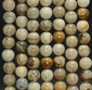 Perles rondes en jaspe feuille d'argent, pierres précieuses naturelles, brin complet, pour la fabrication de bijoux DIY, bracelets et colliers - Product Image 1