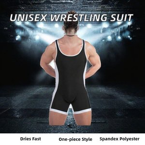 Singlet de lutte noir pour homme, ajusté, sans manches, en spandex et nylon, vêtements de sport - Product Image 6