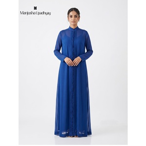 Vestido Casual de Seda con Cuello Alto y Relleno en el Pecho para Mujer, Ligero, Cómodo, de Diseño Moderno - Product Image 1