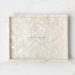 Bandeja de Servir de Lujo con Incrustaciones de Madreperla, Diseño Hexagonal, Bandeja Decorativa de Madera Hecha a Mano, Elegante Artículo de Decoración para el Hogar, Regalo - Product Image 4