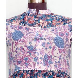 Robe longue décontractée élégante pour femme, coupe ample, style simple, boutonnage simple, en coton imprimé floral, respirante et naturelle, vente en gros - Product Image 2