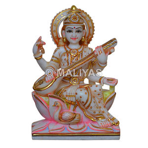 Murti de Mármol de la Diosa Saraswati |   Estatua de Mármol Premium de Saraswati Ji para el Hogar y el Templo – Maliyas - Product Image 1