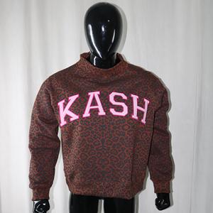 Sweat-shirt à col montant KASH PANTHER 100% coton ROSE CLAIR avec broderie appliquée, col large, CLUSH SPORTS - Product Image 2