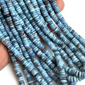 Perles d'Opale Bleue Naturelle Facettées en Forme de Roue Heishi, Fil de 16 Pouces, Perles de 6mm en Opale Bleue Véritable en Gros - Product Image 4