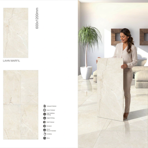 Carreaux de marbre en porcelaine émaillée polie brillante Lahn Marfil 600x1200mm 60x120cm Grand format pour sol et mur - Product Image 1