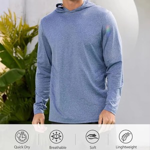 Vente en gros de sweats à capuche pour hommes avec fermeture éclair, respirants, brodés, protection solaire UPF 50+, Spandex/Polyester 100% coton léger - Product Image 3