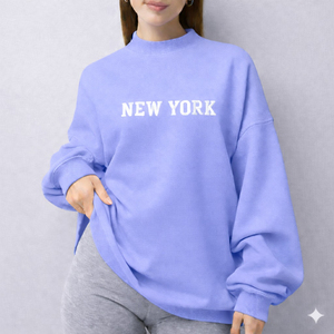Sweat-shirt oversize en molleton tricoté pour femme, col montant, coupe décontractée, pull d'hiver avec motif avant - Product Image 1