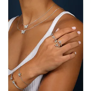 Women's <b>925</b> <b>Silver</b> Flower Diamond Engagement <b>Ring</b> Marquise Cut Pave Setting Romantic Style - Product Image 3