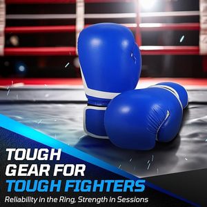 Blue PU Leather Boxing Gloves With <b>Velcro</b> Closure For Adults Training And Sparring MMA punching Customised High quality Glove - Product Image 6