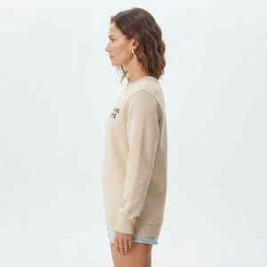 Sweat-shirt à col rond pour femme, imprimé œil de faucon beige, 100% coton, vêtements décontractés pour l'automne - Product Image 4