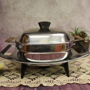 Réchaud élégant en acier inoxydable poli miroir avec finition argentée parfait pour le service des aliments à l'hôtel et au restaurant - Product Image 1