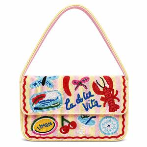 Sac à bandoulière à rabat perlé motif poissons et étoiles de mer, fait main, élégant, pour soirées et fêtes - Product Image 4