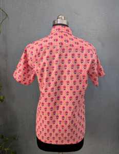 เสื้อเชิ้ตผู้ชายแขนสั้นพิมพ์ลายดอกไม้ผ้าฝ้ายลำลองคอปกสไตล์ฤดูร้อน - Product Image 5
