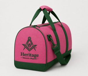 Sac de sport AKA en tissu Cordura rose et vert, imperméable, antibactérien, réversible, avec logo brodé, accessoires de sororité grecque - Product Image 1