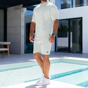 Mens Light Grey T <b>Shirt</b> And Shorts Set Relaxed Fit <b>Summer</b> Casual Matching Set Lightweight Breathable Cotton Polyester Outfit - Product Image 4