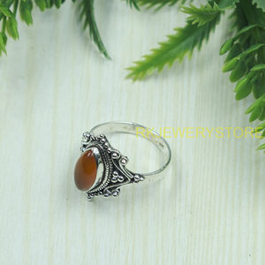 Natural Carnelian Gemstone <b>Ring</b> 925 Sterling <b>Silver</b> Handmade Boho <b>Statement</b> Vintage Marquise Cabochon Healing Crystal Jewelry - Product Image 3