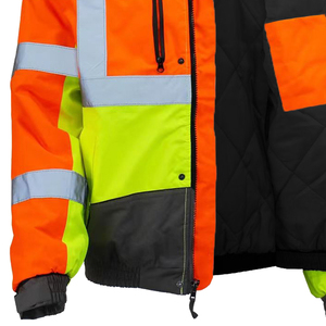 Zipper Closure Factory Price Polyester Knitted Fabric 320g High Visibility Customized Safety Jacket - Product Image 5