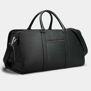 Sac de voyage en cuir véritable de luxe, couleur unie, avec fermeture éclair et poignée - Product Image 4