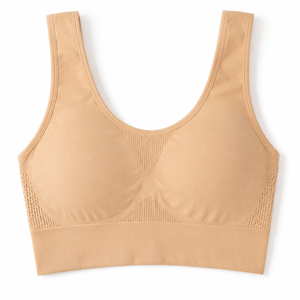 Sujetador deportivo sin costuras para mujer, sin aros, copa 3/4, espalda cruzada, color liso, de secado rápido, transpirable, tejido, con soporte, para yoga, gimnasio, ropa deportiva, OEM ODM - Product Image 3