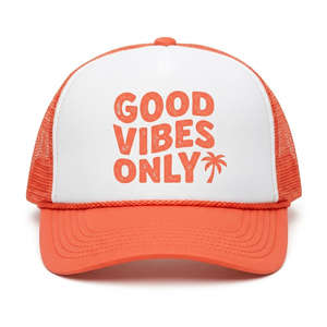 Gorra Trucker Unisex de 6 Paneles con Malla, Color Naranja y Blanco en Contraste, Ajustable, para Playa, Casual, Primavera y Verano - Product Image 1