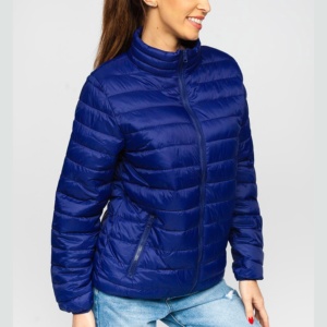 Blouson d'hiver matelassé bleu 2026 pour femme, chaud, à capuche, en coton, coupe ajustée, vente en gros - Product Image 3