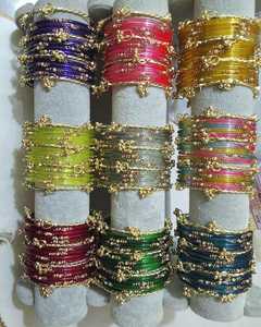 Conjunto de Brazaletes de Cristal Coloridos con Diseño de Gotas de Lluvia, Chapados, Estilo Moderno, Regalo para Mujer - Product Image 5