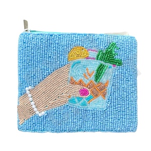 Monedero de cóctel personalizado con diseño de cuentas de semillas Hermoso regalo de mamá-Accesorio de moda para billetera de corazones para niñas - Product Image 1