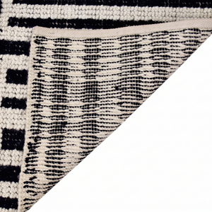 Black <b>Ivory</b> Geometric Wool <b>Rug</b> Eco-Friendly Non-Slip Hand Tufted Thick Pile Textured Diamond Vertical Stripe Area Carpet for - Product Image 5