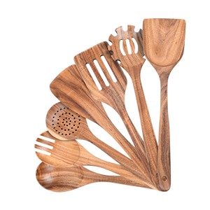 Utensilio de cocina de madera: espátula plana para cocinar, volteador de mango corto, raspador de sartén, utensilio antiadherente para chef - Product Image 6