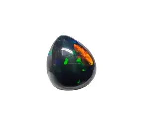 Bella pietra preziosa a forma di pera CabochonTop qualità 100% opale etiope naturale Multi opale tinto nero fuoco