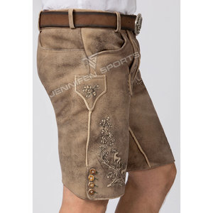 Shorts traditionnels bavarois pour hommes en cuir de vachette véritable suédé, coupe classique, couleur personnalisable, haute qualité, très tendance - Product Image 4