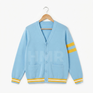 เสื้อสเวตเตอร์ไหมพรมอะคริลิกแบบกำหนดเองสำหรับผู้หญิง HMR ลายทาง สไตล์ลำลอง เหมาะสำหรับโรงเรียน มหาวิทยาลัย หรือใส่เป็นคาร์ดิแกน - Product Image 5