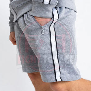 Ensemble de deux pièces pour homme, sweat à capuche zippé et short, couleur gris, tissé respirant, 80% coton, 20% polyester, impression de logo personnalisée - Product Image 6