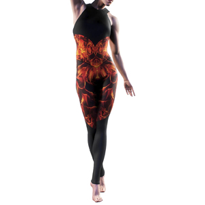 Women's Breathable Spandex/Nylon Four-Way <b>Stretch</b> Zip Workout Set Yoga Fitness Wear Short Bodysuit Jumpsuit Sleeveless V-neck - Product Image 1