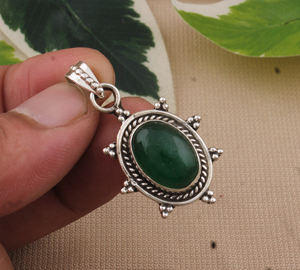 Auténtico Colgante de Jade Hetian Verde, Plata de Ley 925 Chapada en Platino, Piedra de Jadeíta Natural de Alta Calidad, Collar Vintage - Product Image 3