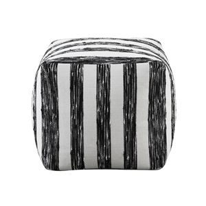 Puf Moderno de 1 Pieza, Tapizado en Tela a Rayas Blancas y Negras, Antideslizante, Diseño de Puf de Alta Gama - Product Image 3