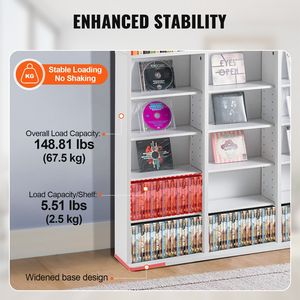 Mobile da Soggiorno # # # # Scaffale per DVD a 9 Ripiani # # # # Capacità 756 CD # # # # Mensole Regolabili # # # # 27 Scomparti # # # # Protegge e organizza i CD - Product Image 3