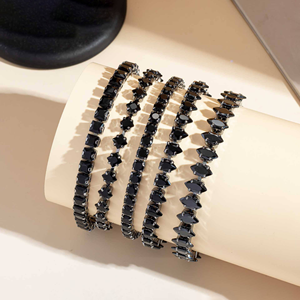 Pulsera de tenis de moissanita plateada con piedra negra, joyería de moda gótica de lujo, pulsera elegante y llamativa para hombres y mujeres - Product Image 5