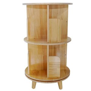 Libreria Girevole a 360 Gradi Moderna con 2 Ripiani, Espositore a 360 Gradi in Legno di Pino per Bambini e Ufficio, per Soggiorno - Product Image 6