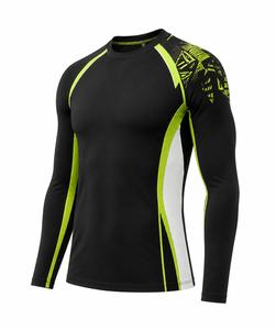 Camiseta de Manga Larga con Cuello Redondo para Hombre, Protección UV, Secado Rápido, Transpirable, Ecológica, con Estampado Digital en Negro y Verde Lima, Spandex y Poliéster - Product Image 2
