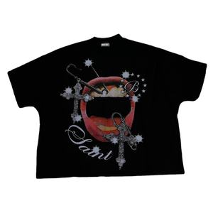 OEM Premium 300gsm French Terry Boxy Fit de gran tamaño Unisex hombres camisetas Streetwear DTG Hip Hop recortada estilo de camiseta - Product Image 1