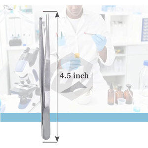 Pinces à tissus chirurgicales droites à dents, 4,5 pouces, en acier inoxydable, pour dissection et préhension médicale - Product Image 2