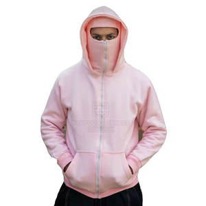 Custom <b>Men</b> Full Zip Hoodie with Integrated <b>Face</b> <b>Mask</b> Balaclava Streetwear Oversized Winter Sweatshirt Wholesale - Product Image 1