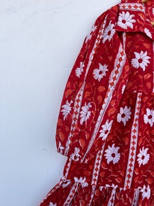 Wholesale <b>Kids</b> Other Apparel Girls Floral Printed Cotton Party Dress with Wide Collar Puffy Sleeves and Gathered <b>Flare</b> - Product Image 4