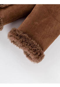 Plus Size Women's Autumn Knitted Velvet Muskrat Fur Lining Cow Suede Elegant Long Sleeve Casual Outwear Solid Single Detachable - Product Image 3