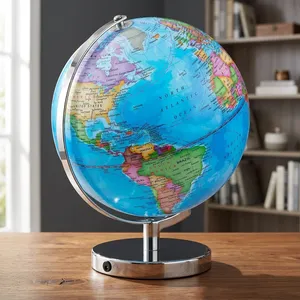 Globe terrestre décoratif avec support en métal argenté |   Globe terrestre éducatif pour la maison, le bureau, l'école, la salle d'étude, décoration de table - Product Image 5