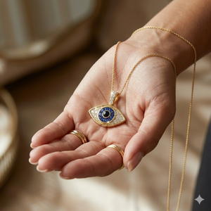 10K Gold Iced Custom Eye Pendant With Blue Sapphire Moissanite Diamond Bezel Setting Religious Hip Hop Jewelry For Everyday Wear - Product Image 3