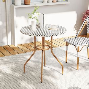 Table de bistrot d'extérieur de 27,5 pouces avec structure en métal robuste et pieds réglables, tables d'extérieur durables - Product Image 2